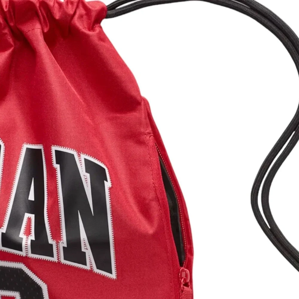 Nike Air Jordan 23 Jersey Gym Sack Backpack Bred Red / Black Bulls 9A0757-R78 - Picture 3 of 3